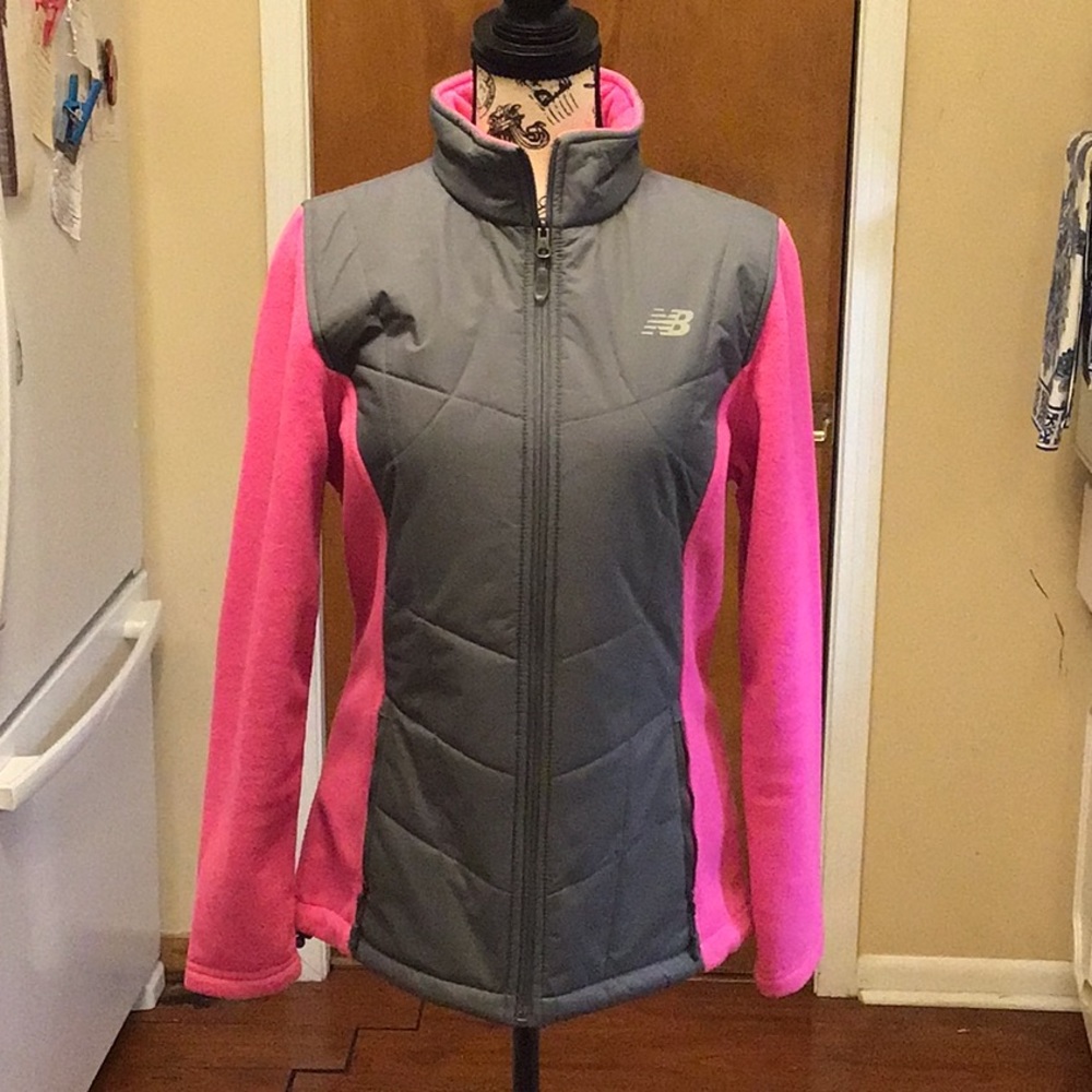 NWOT New Balance Pink Fleece and Gray Polyester Jacket  #warmandcozy